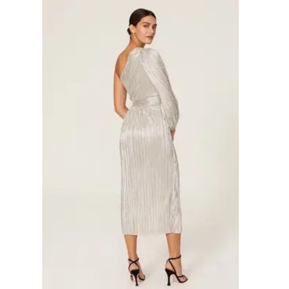 Saylor Aloea Pliss one shoulder metallic dress 612 - Picture 3 of 16